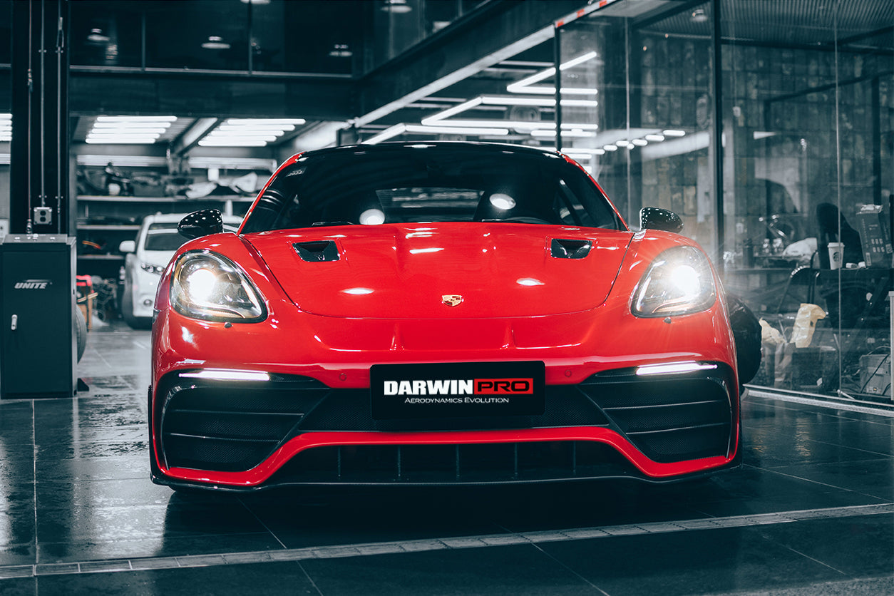 2016-2023 Porsche 718 Cayman/Boxster BKSS Style Partial Carbon Fiber Front Bumper - DarwinPRO Aerodynamics