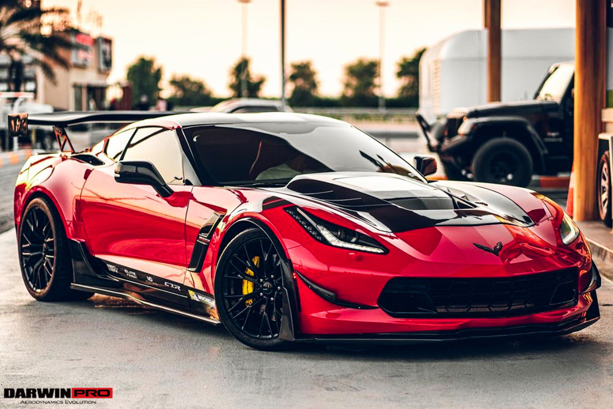 2013-2019 Corvette C7 Z51 Z06 Grandsport Carbon Fiber Front Lip with Caps - DarwinPRO Aerodynamics