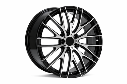 E008 Black Machined Face 19x9.5 ET35 5x112 - Square Set (4 Wheels)