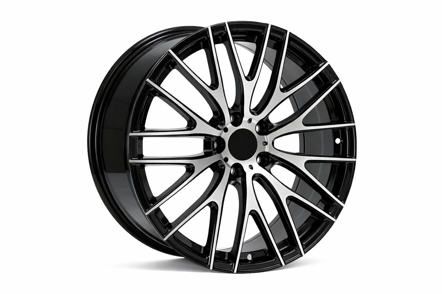 E008 Black Machined Face 19in Staggered Set 8.5 ET35 / 9.5 ET35 5x112 (4 Wheels)