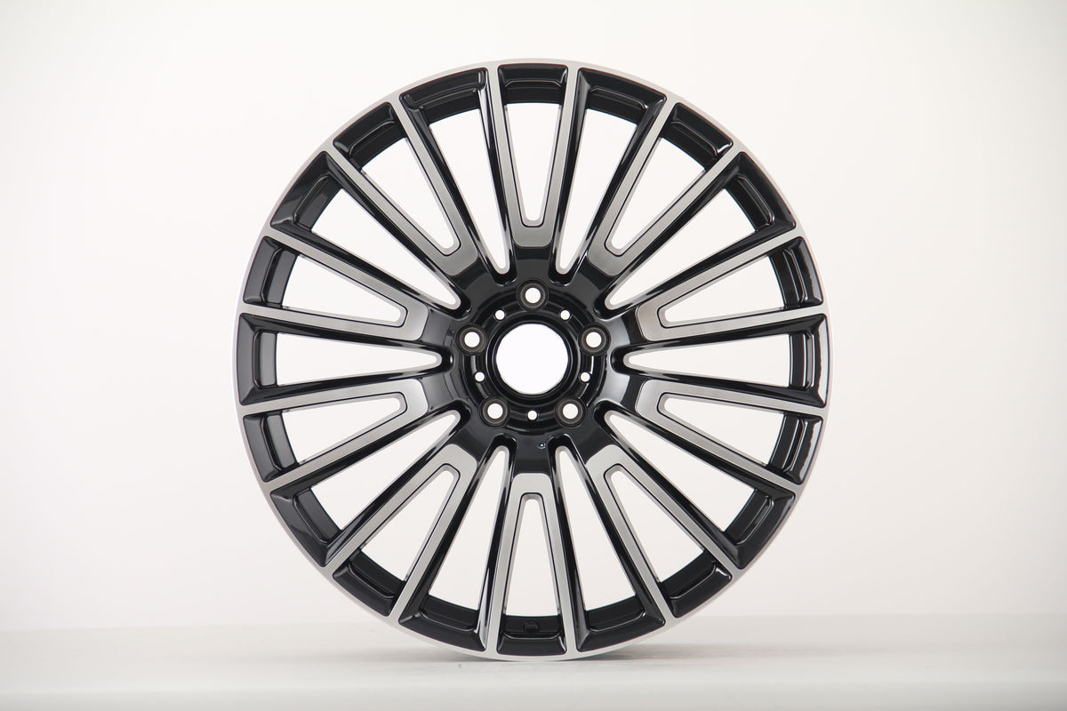 E8001 Black Machined Face 22x9.5 ET40 / 22x10 ET42 5x112 — Staggered Set of 4