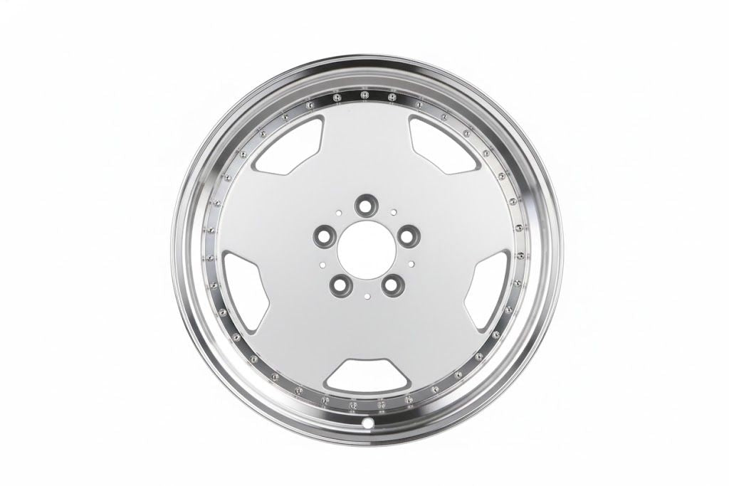 E802 Silver Machined Lip 17x8.0 ET25 5.112 - Square Set (4 Wheels)