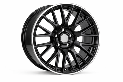 E803 Satin Black Machined Lip 19x9.5 ET35 5.112 - Square Set (4 Wheels)