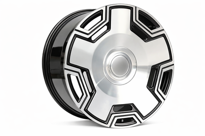 E804 Black Machined Face 22in Staggered Set 9.0 ET30 / 10.0 ET45 5.112.120 (4 Wheels)