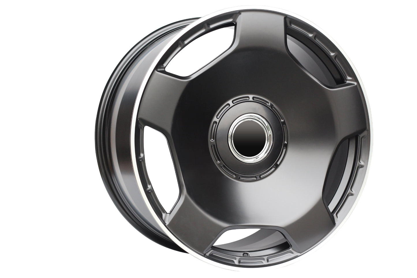 E805 Satin Black Machined Lip 20in Staggered Set 8.5 ET38 / 9.5 ET42 5.112 (4 Wheels)