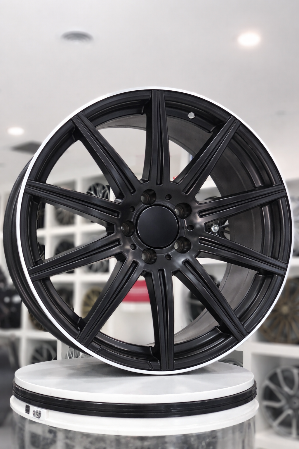E806 Satin Black Machined Lip 19in Staggered Set 8.5 ET35 / 9.5 ET35 5.112 (4 Wheels)