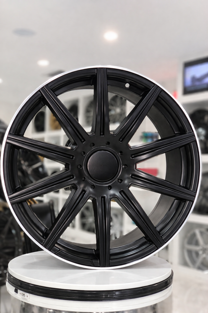 E806 Satin Black Machined Lip 19in Staggered Set 8.5 ET35 / 9.5 ET35 5.112 (4 Wheels)