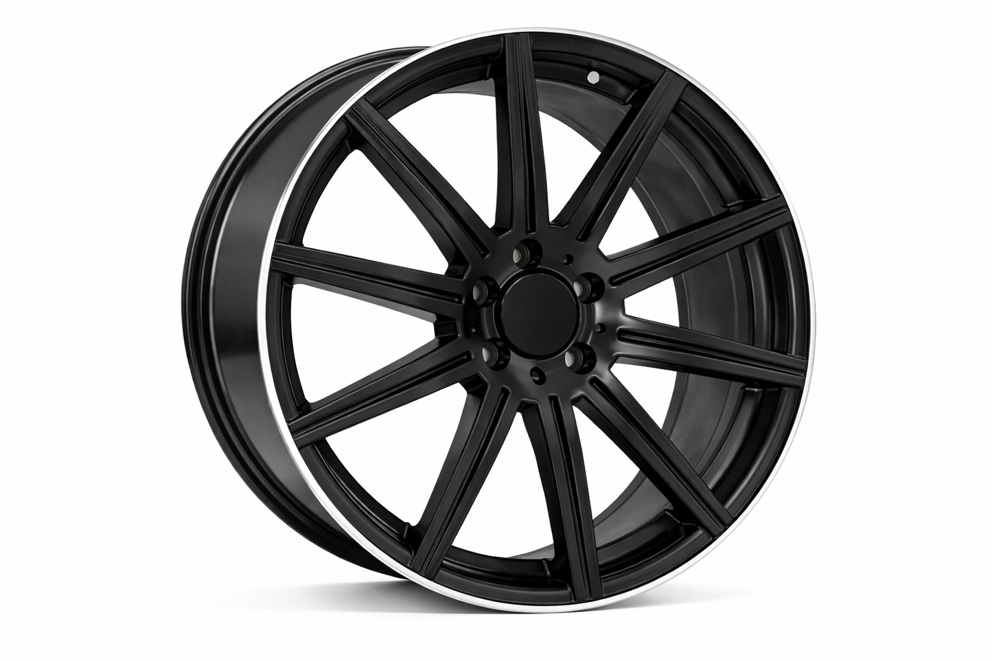 E806 Satin Black Machined Lip 18x9.5 ET35 5x112 – (Square Set of 4)