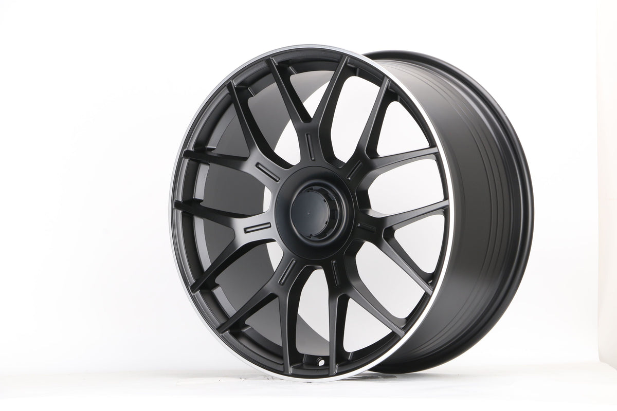 E810 Satin Black Machined Lip 20x8.5 ET35 / 20x9.5 ET35 5x112 – (Staggered Set of 4)