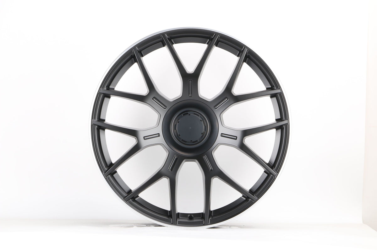 E810 Satin Black Machined Lip 20x8.5 ET35 / 20x9.5 ET35 5x112 – (Staggered Set of 4)