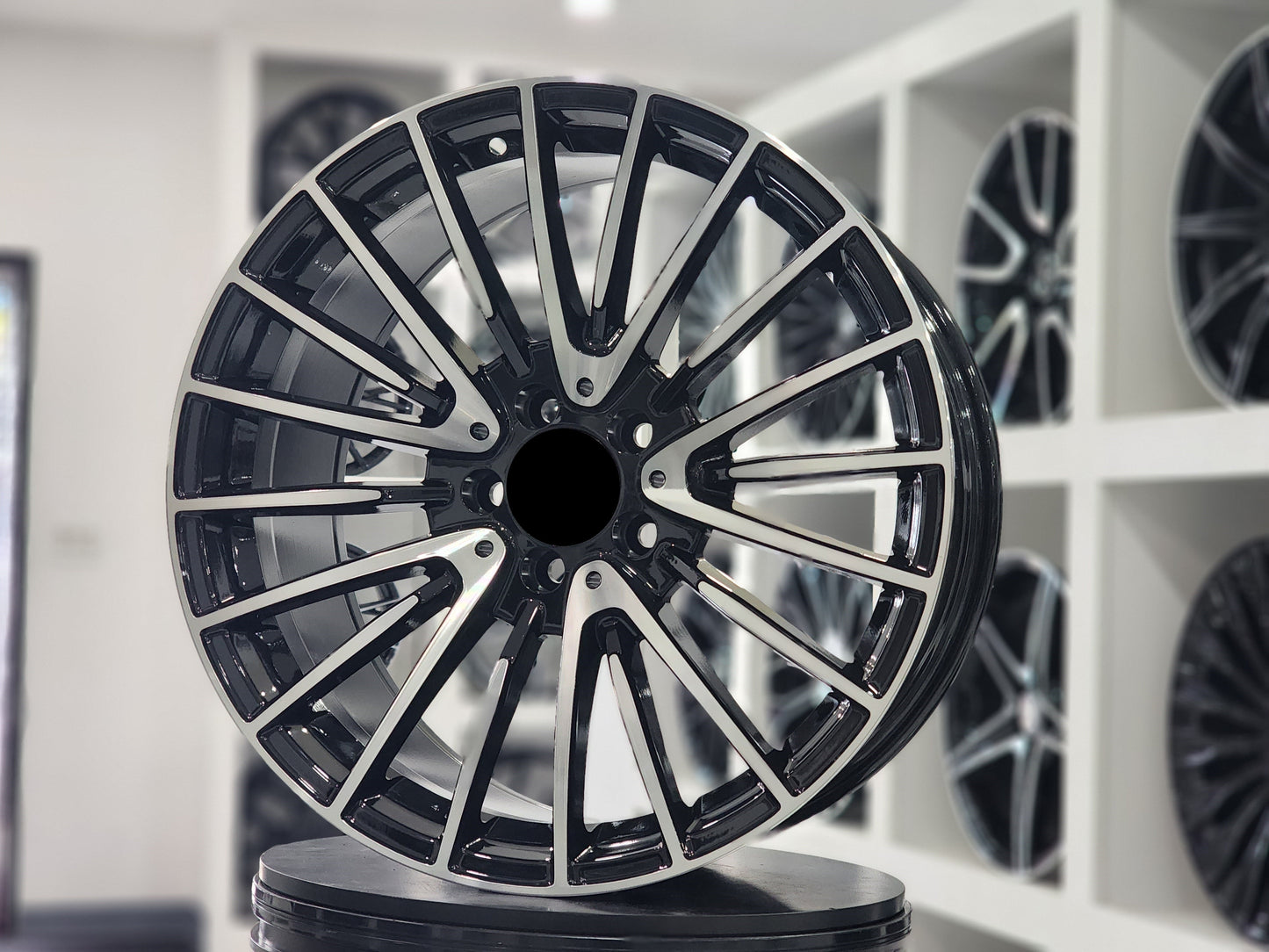 E812 Black Machined Face 21x10.0 ET48 5.112 - Square Set (4 Wheels)