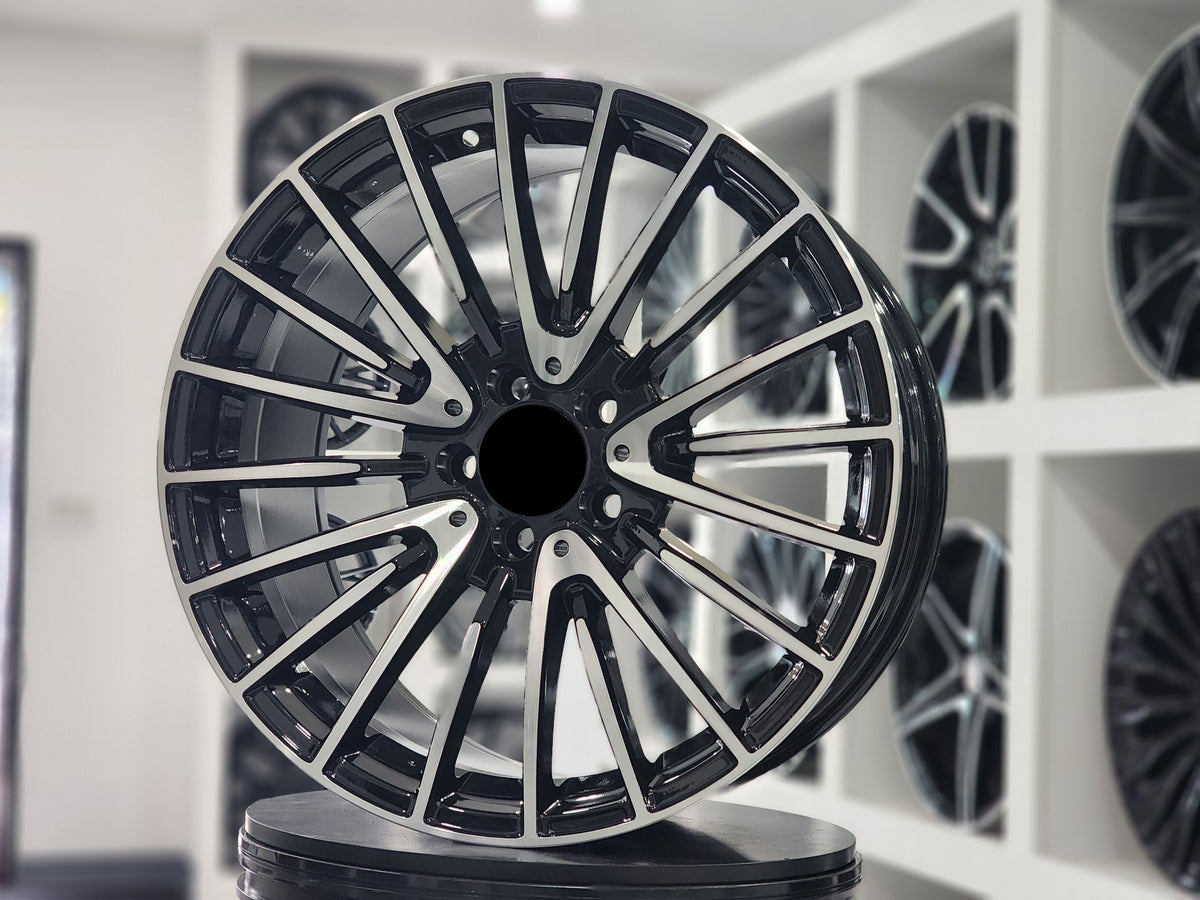 E812 Black Machined Face 22x10.0 ET42 5.112 - Square Set (4 Wheels)