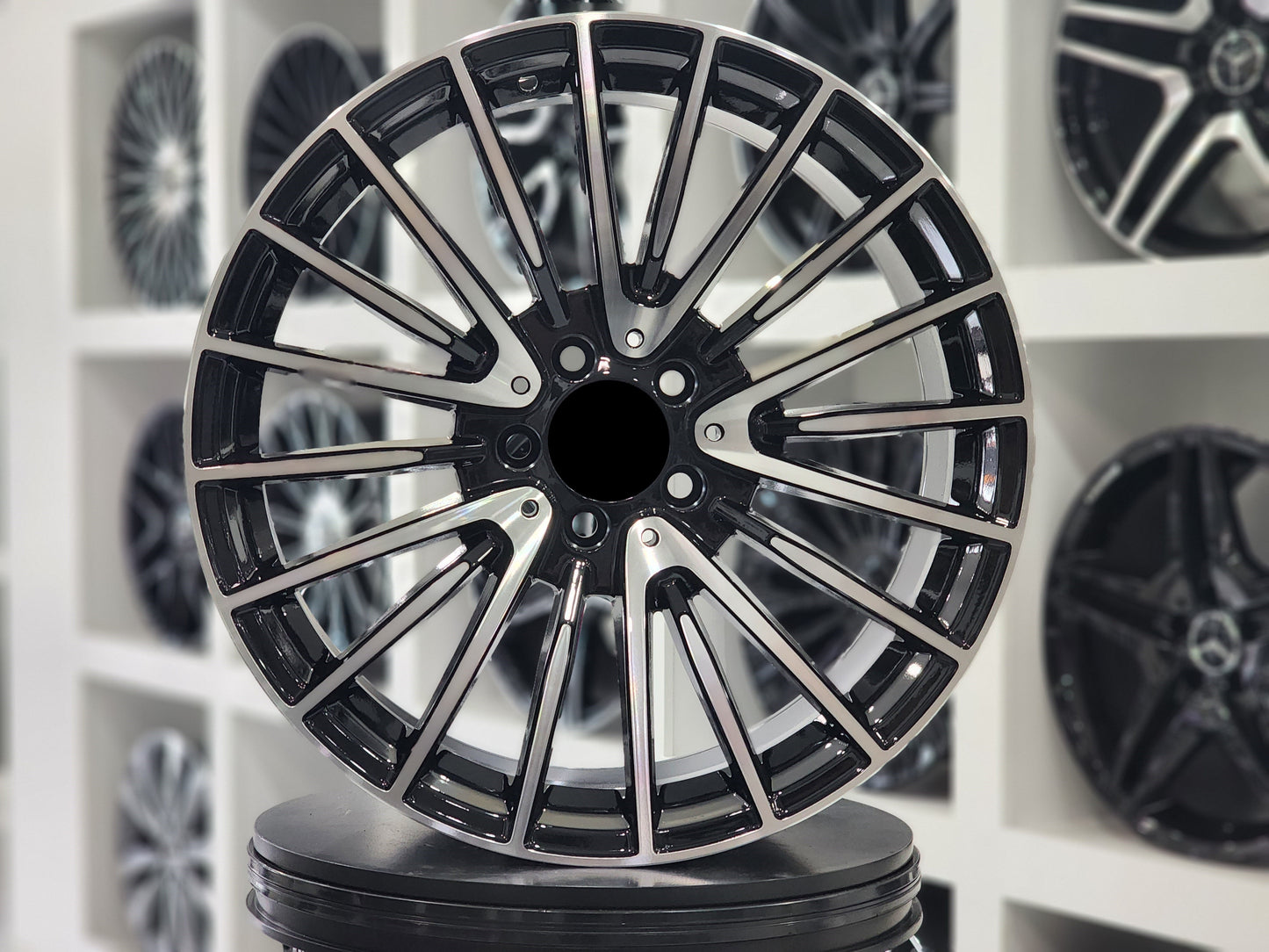 E812 Black Machined Face 21x10.0 ET48 5.112 - Square Set (4 Wheels)