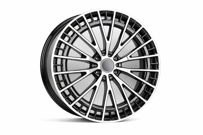 E821 Black Machined Face 22x9.0 ET35 5.112 - Square Set (4 Wheels)