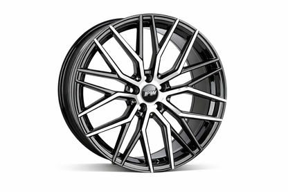 E033 Black Machined Face 20in Staggered Set 9.0 ET30 / 10.0 ET40 5x112 (4 Wheels)