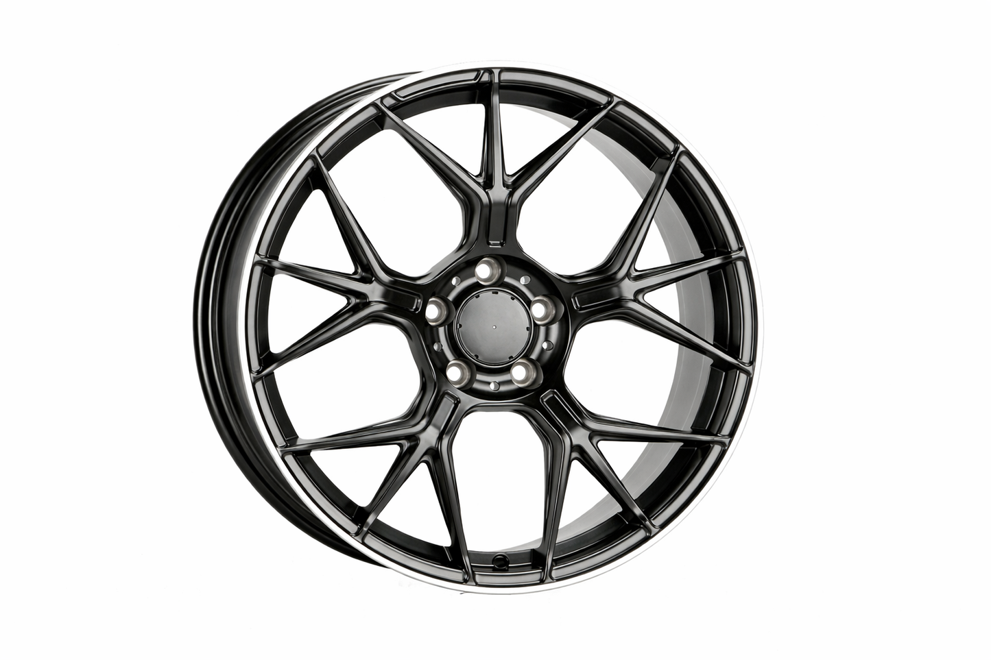 E871 Satin Black Machined Lip 19x8 ET35 5x112 – (Square Set of 4)
