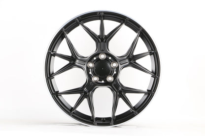 E871 Satin Black Machined Lip 20x9.5 ET43 5x112 – (Square Set of 4)