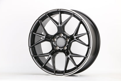 E871 Satin Black Machined Lip 19x8 ET35 5x112 – (Square Set of 4)