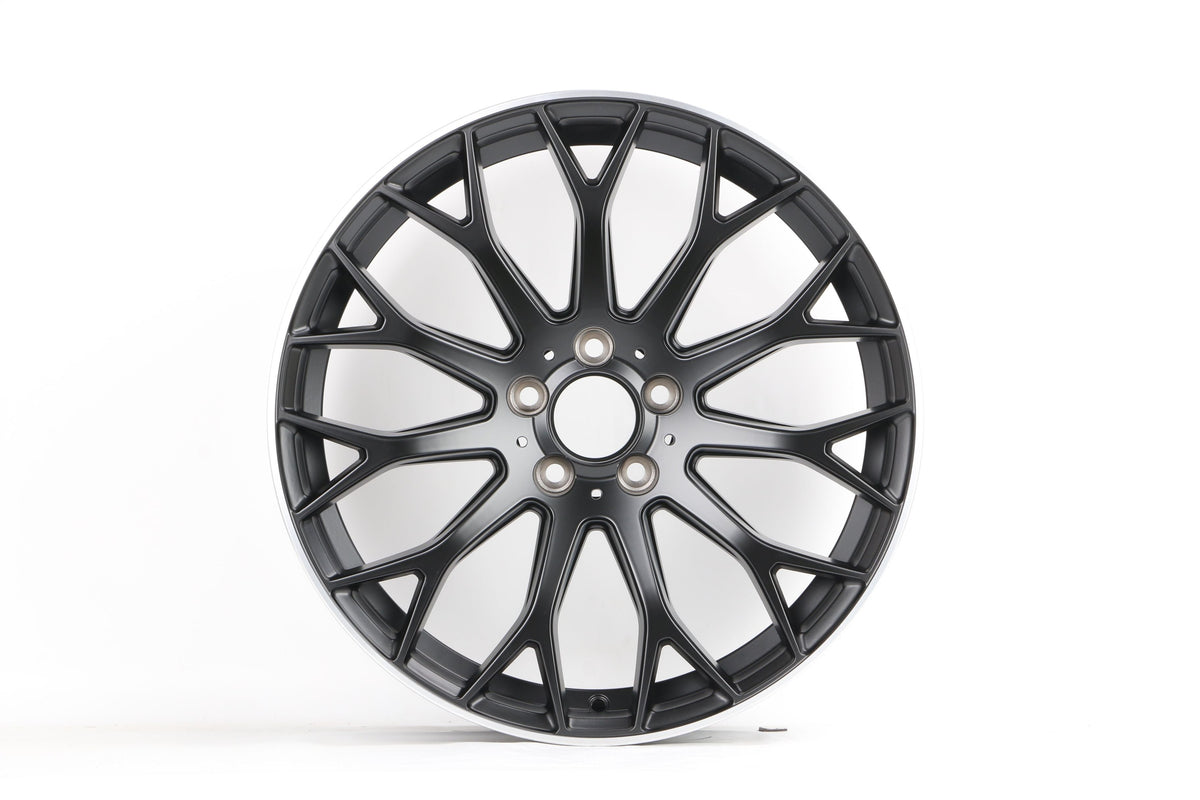 E873 Satin Black Machined Lip 19x8.5 ET36 5x112 – (Square Set of 4)