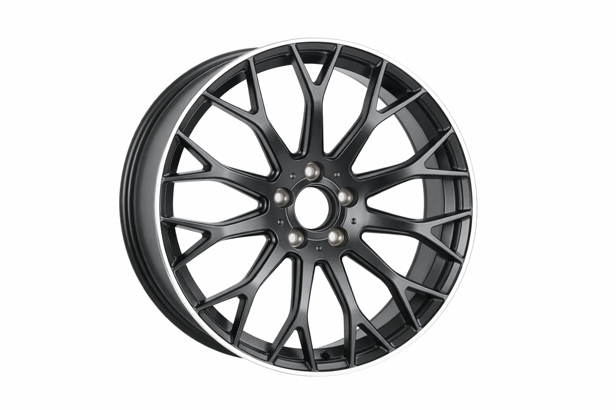 E873 Satin Black Machined Lip 19x8.5 ET36 5x112 – (Square Set of 4)