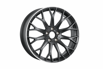 E873 Satin Black Machined Lip 19x8.5 ET36 5x112 – (Square Set of 4)