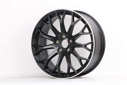 E873 Satin Black Machined Lip 19x8.5 ET36 5x112 – (Square Set of 4)