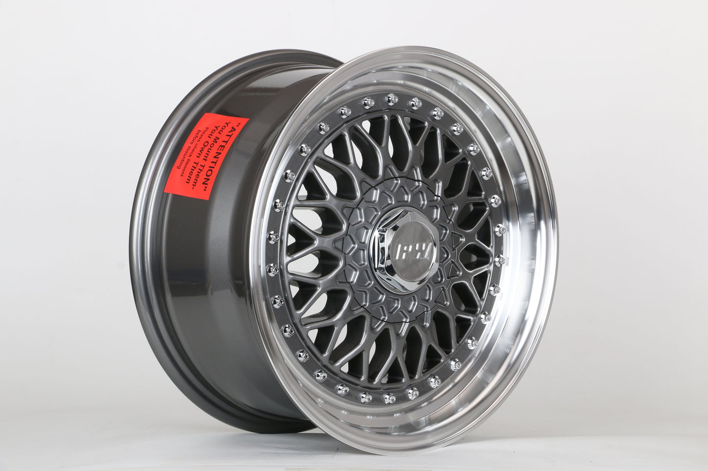 E881 Gunmetal Machined Face With Silver Rivet 16x7.5 ET35 4.100.114 - Square Set (4 Wheels)