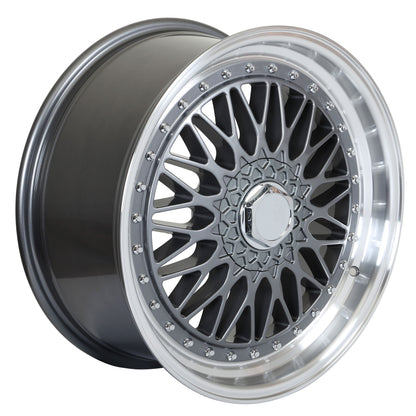 E881 Gunmetal Machined Face With Silver Rivet 16x7.5 ET35 4.100.114 - Square Set (4 Wheels)