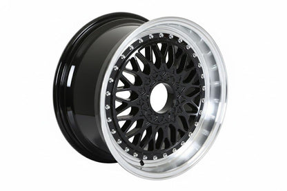 E881 Black Machined Lip Silver Rivet 17x7.5 ET35 5x114.3.120 - Square Set (4 Wheels)