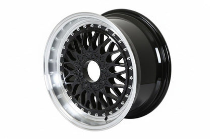 E881 Black Machined Lip Silver Rivet 17x7.5 ET35 5x114.3.120 - Square Set (4 Wheels)