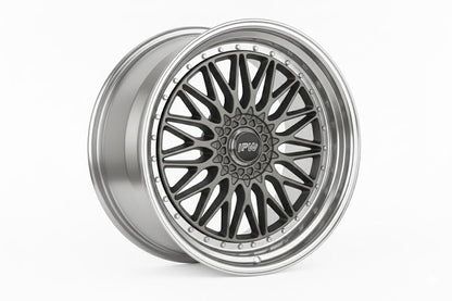 E885 Gunmetal Machined Face With Silver Rivet 20in Staggered Set 8.5 ET35 / 9.5 ET35 5x112.120 (4 Wheels)