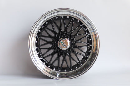 E883 Black Machined Lip Silver Rivet 20x9.5 ET35 5x112.120 - Square Set (4 Wheels)