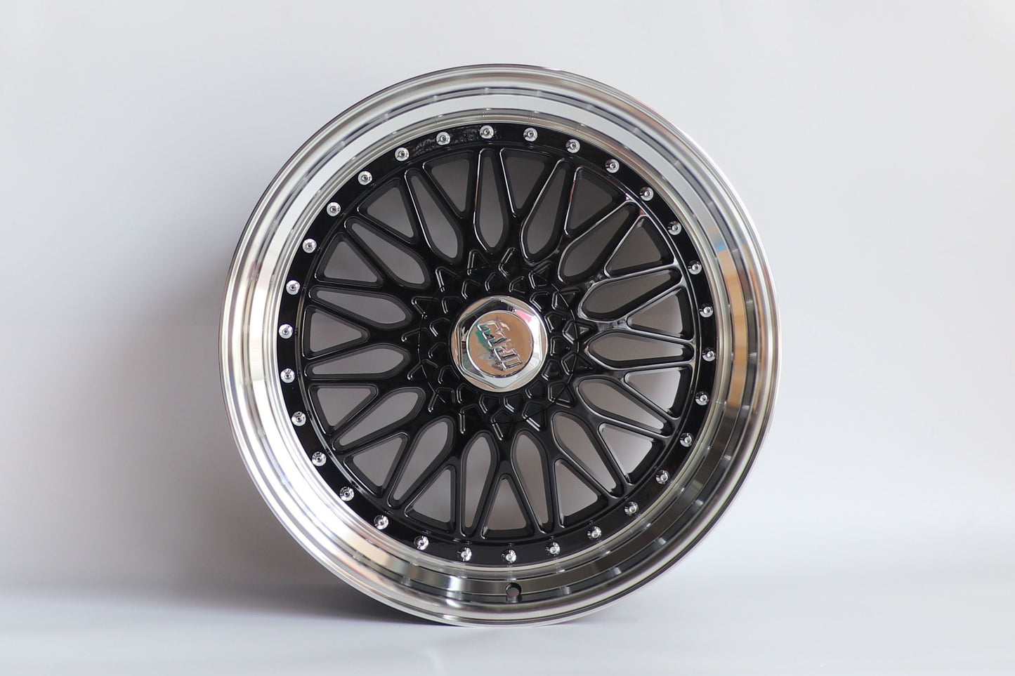 E883 Black Machined Lip Silver Rivet 20x9.5 ET35 5x114.3.120 - Square Set (4 Wheels)