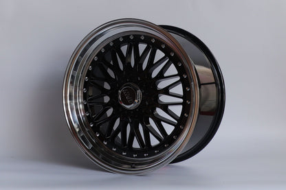 E883 Black Machined Lip Silver Rivet 20x9.5 ET35 5x112.120 - Square Set (4 Wheels)