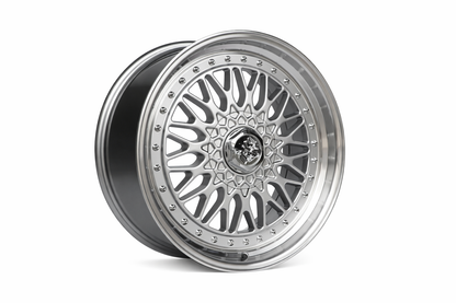 E885 Silver Machined Lip with Silver Rivet 22x9.0 ET30 5x112.120 - Square Set (4 Wheels)