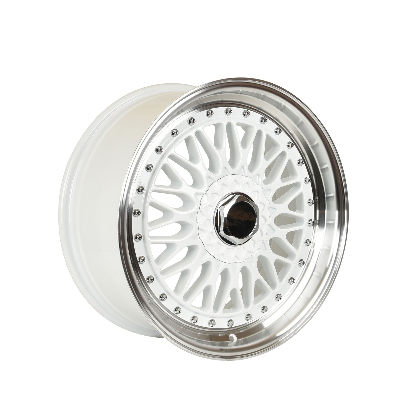 E883 White Machined Lip With Silver Rivet 18x9.0 ET35 5.120.114 - Square Set (4 Wheels)