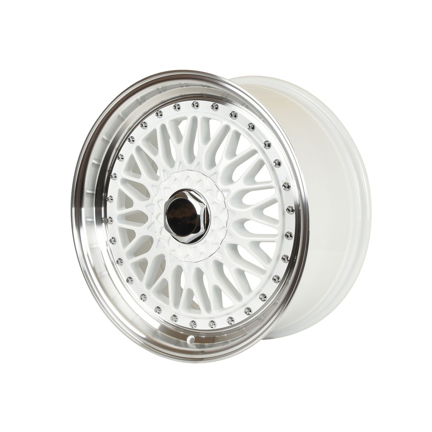 E883 White Machined Lip With Silver Rivet 18x9.0 ET35 5.120.114 - Square Set (4 Wheels)