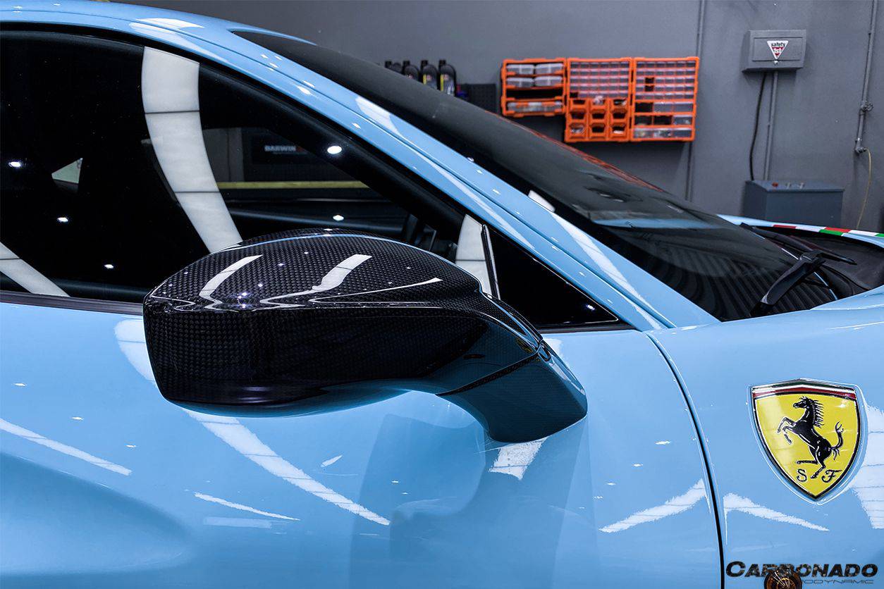 2015-2020 Ferrari 488 GTB Spyder OE Style Carbon Fiber Mirror Repalcement - Carbonado Aero