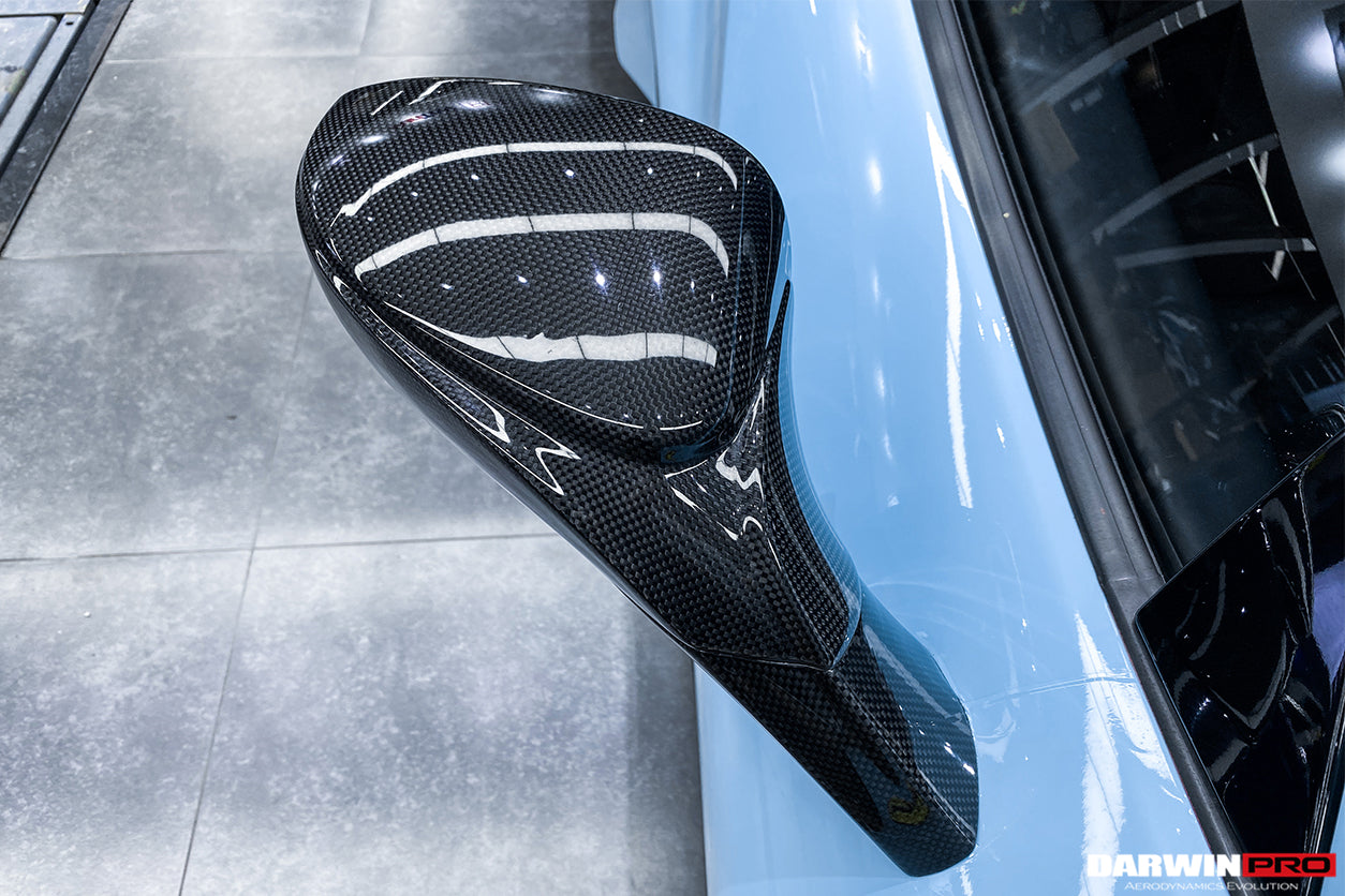 2015-2020 Ferrari 488 GTB/Spyder Carbon Fiber Mirror House & Base Replacement - DarwinPRO Aerodynamics