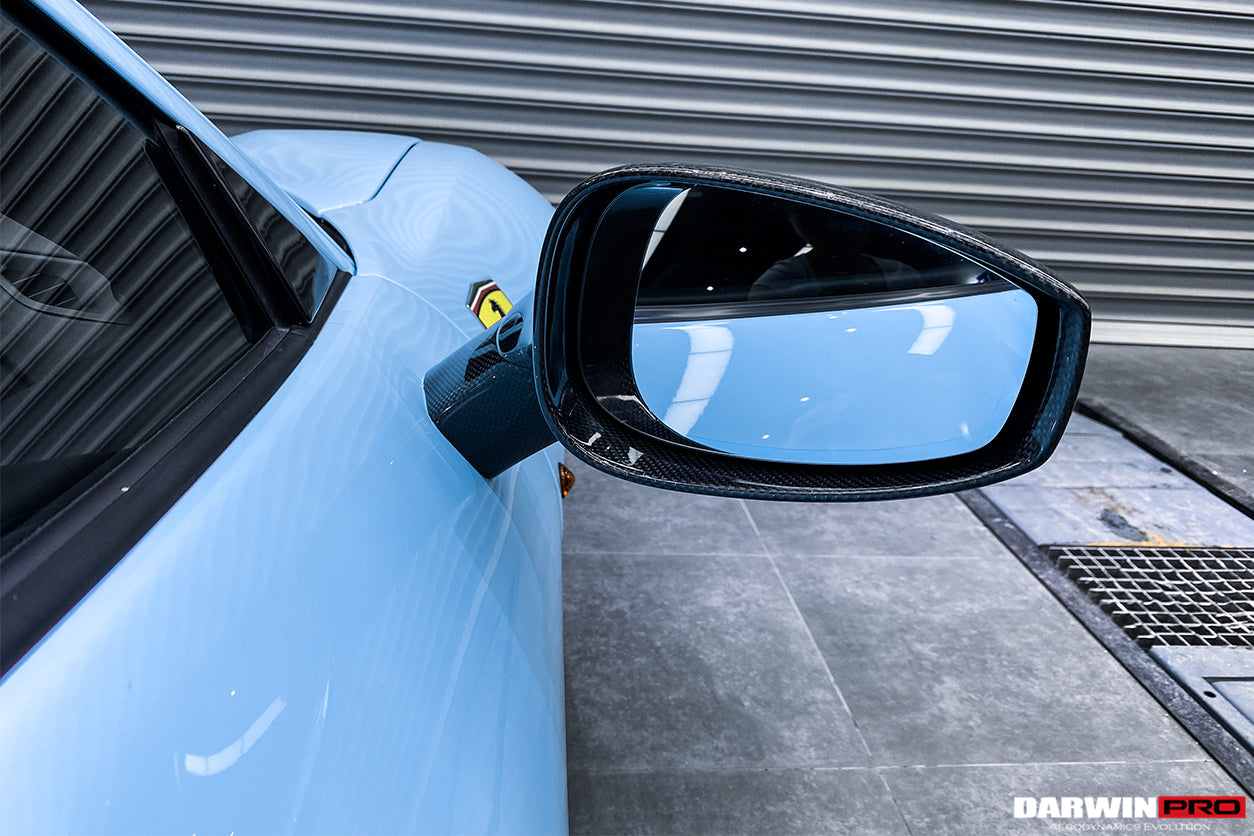 2015-2020 Ferrari 488 GTB/Spyder Carbon Fiber Mirror House & Base Replacement - DarwinPRO Aerodynamics