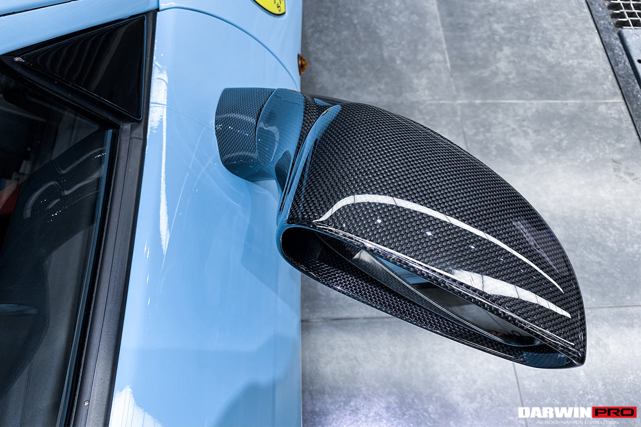 2015-2020 Ferrari 488 GTB/Spyder Carbon Fiber Mirror House & Base Replacement - DarwinPRO Aerodynamics