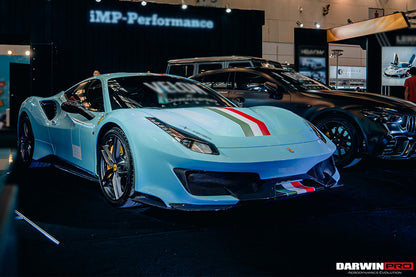 2015-2020 Ferrari 488 GTB/Spyder Pista Style Front Bumper Set W/Hood - DarwinPRO Aerodynamics