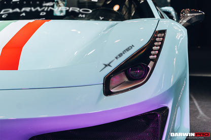 2015-2020 Ferrari 488 GTB/Spyder Pista Style Front Bumper Set W/Hood - DarwinPRO Aerodynamics
