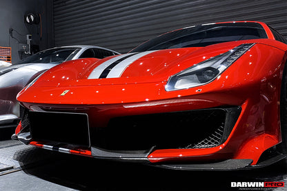2018-2022 Ferrari 488 Pista Partial Carbon Fiber Front Bumper - DarwinPRO Aerodynamics