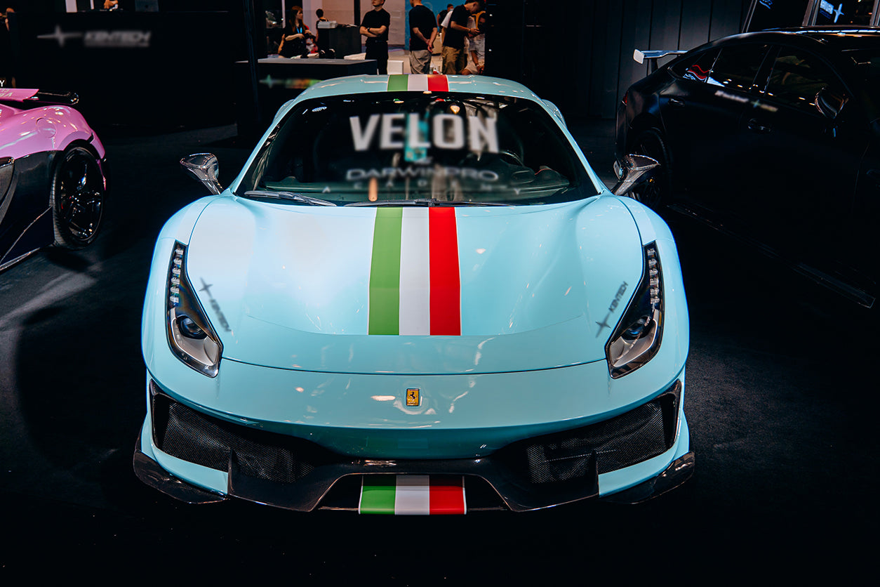 2015-2020 Ferrari 488 GTB/Spyder Pista Style Front Bumper Set W/Hood - DarwinPRO Aerodynamics