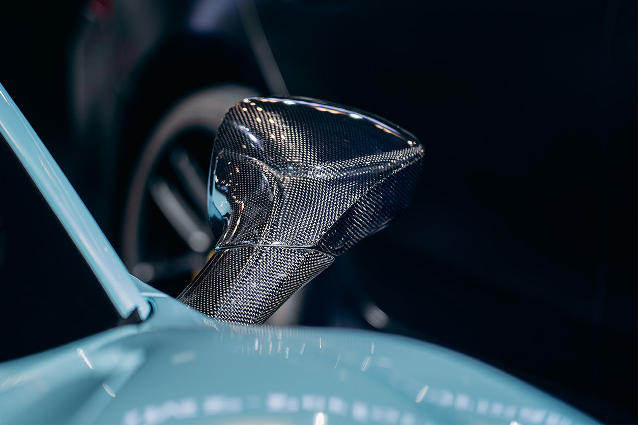 2015-2020 Ferrari 488 GTB/Spyder Carbon Fiber Mirror House & Base Replacement - DarwinPRO Aerodynamics