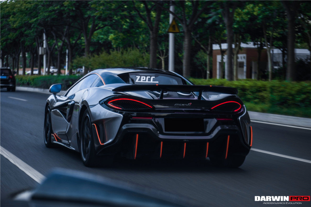 2015-2020 McLaren 540C/570S/570GT 600LT-Style Partial Carbon Fiber Rear Bumper with Diffuser  and Trunk Spoiler and Engine Trunk and Exhaust - DarwinPRO Aerodynamics