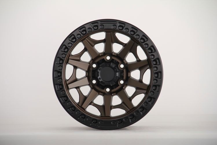 E909 Satin Bronze Spoke Black Lip 17x9.0 ET0 6.139 - Square Set (4 Wheels)