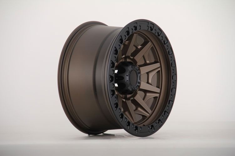 E909 Satin Bronze Spoke Black Lip 17x9.0 ET0 6.139 - Square Set (4 Wheels)