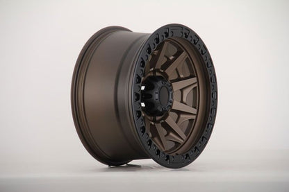 E909 Satin Bronze Spoke Black Lip 17x9.0 ET0 6.139 - Square Set (4 Wheels)